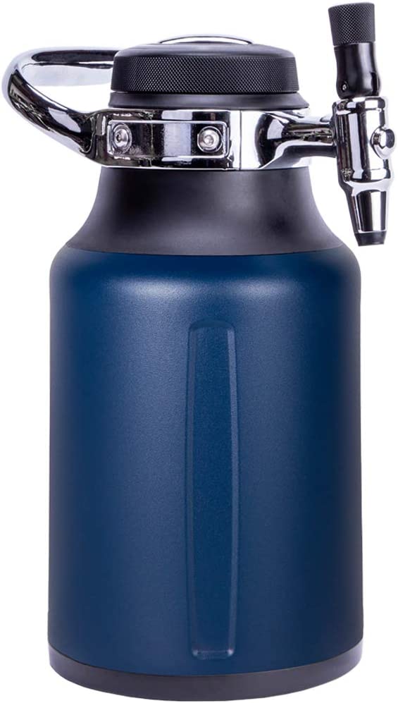 128 oz. Stainless Steel Beer Growler, Double-Wall Vacuum Insulated Carbonated